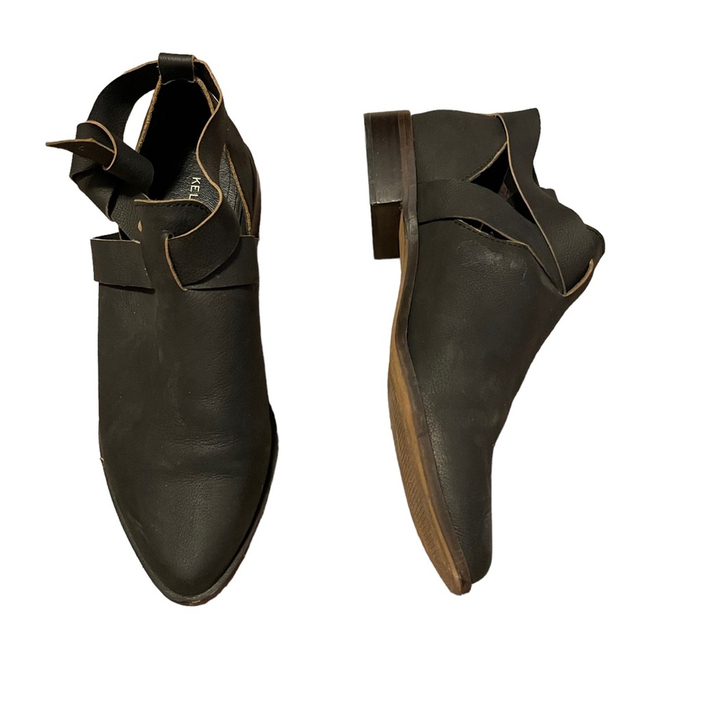 Kelsi Dagger “Ashton” knotted leather black ankle booties US 6 size EUR 36.5